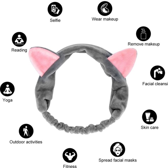 Rose Red Cat Ear Soft Headband - Picture 3 of 6
